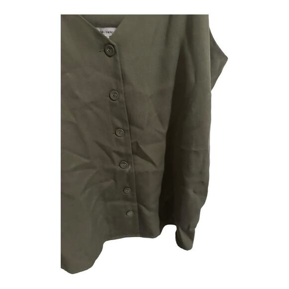 Naked Zebra Olive Green Button-Up V-Neck Tank Top - Women's M - Picture 11 of 13